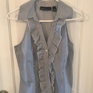 INC sleeveless blouse blue pinstripe size 12